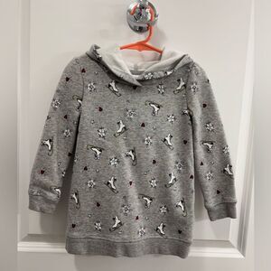 GAP Girls Ice Skates Snow Flakes Hearts Print Hoodie Size 4 years